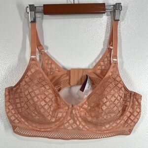 Adore Me Lace‎ Bra Unlined Balconette Everyday Support Peach 42D